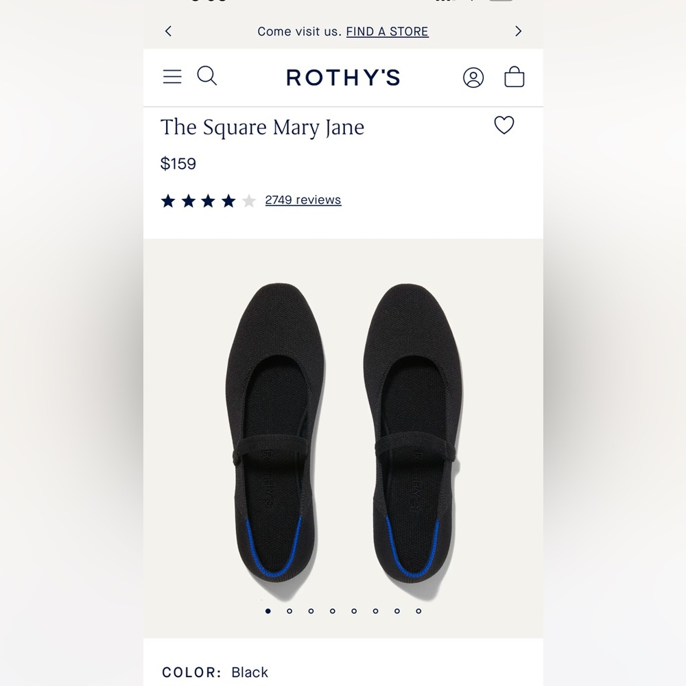 Rothy’s the square Mary Jane in black size 8.5